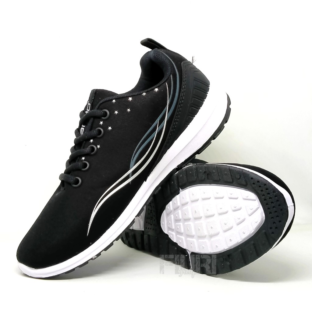 FIURI - Ando Original - HONEY BEE 33-40 Hitam Putih - Sepatu Kets Wanita - Sepatu Sneakers Wanita - Sepatu Olahraga Sport Wanita - Sepatu Casual - Sepatu Jogging Lari Fitness Gym Senam Wanita Cewek - Sepatu Sekolah Bertali SD SMP SMA-6