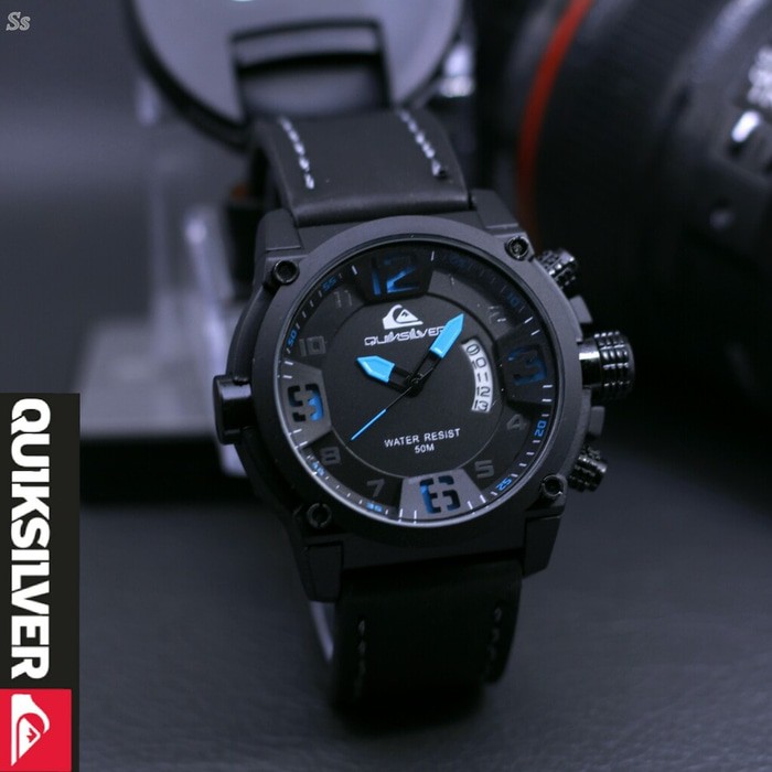 Jam Tangan Pria Quiksilver Tali Kulit Hitam
