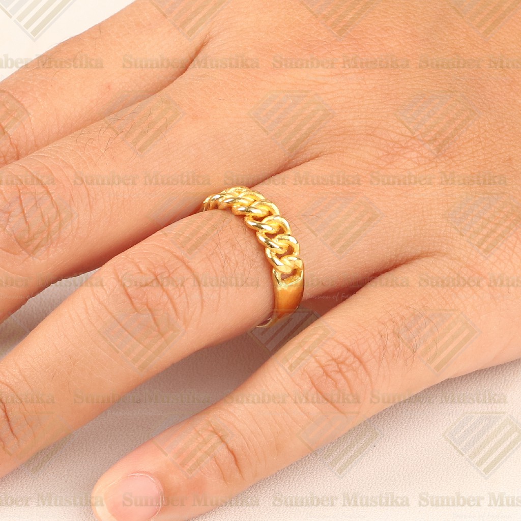 Cincin Emas Kawin Model Setengah Rante Mas 24 k