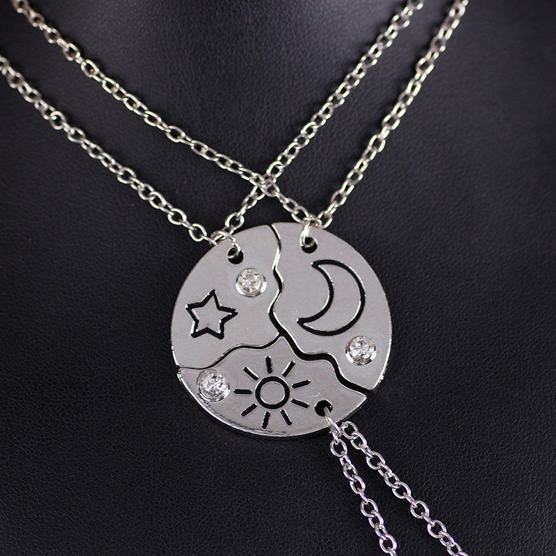 New Round Sun Star Moon Pendant Necklace 3 Pieces Fashion Best Friend Forever Friendship BFF Men And Women Necklaces 2020|Pendant Necklaces