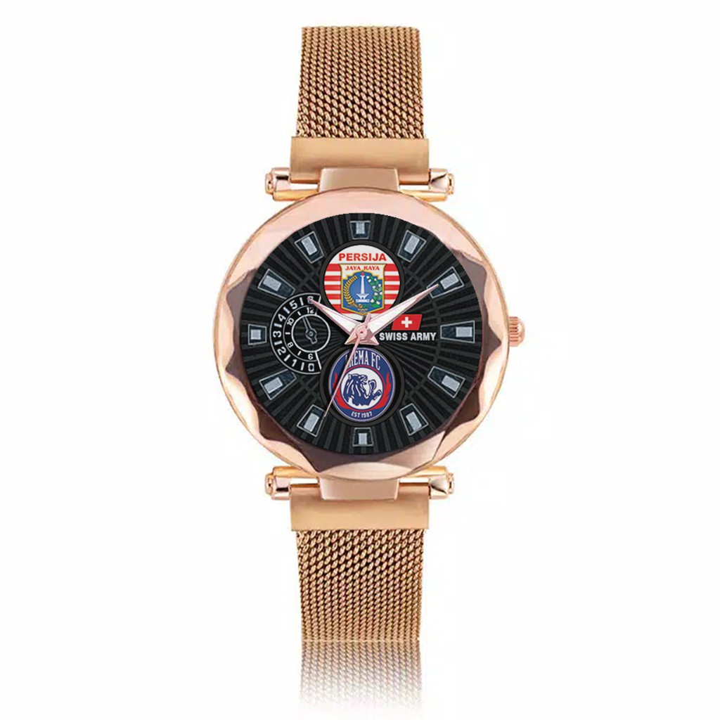 Jam Tangan Wanita Custom - PERSIJA-AREMA FC Free Box &amp; Batre Cadangan
