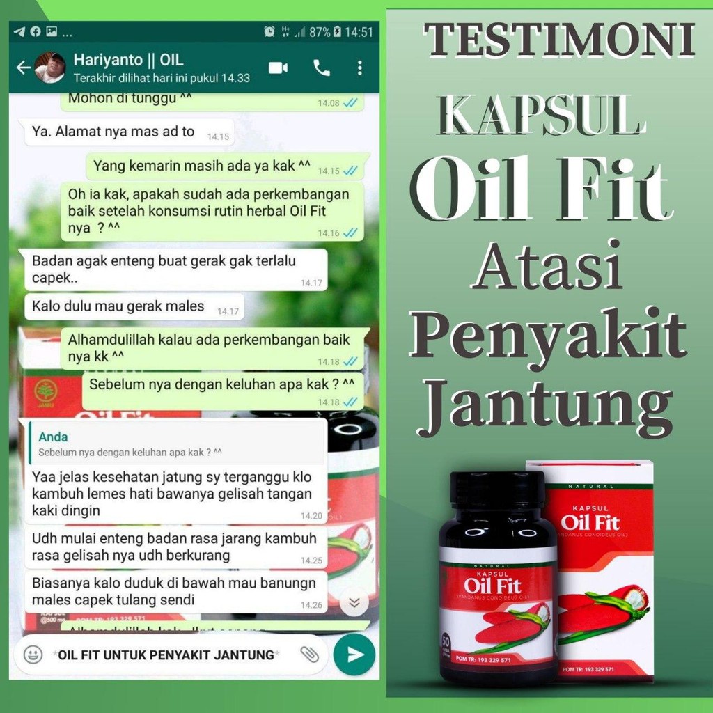 Obat Sakit Jantung Nyeri Dada Sesak Napas Sakit Kepala Jantung Berdebar dengan Herbal Oil Fit Kapsul-2