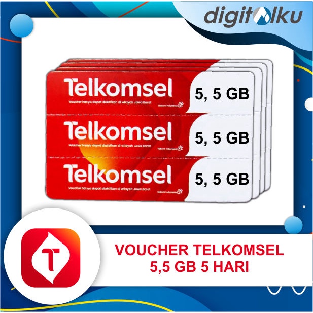 VOUCHER KUOTA TELKOMSEL 5,5 GB 5 HARI VOCER TELKOMSEL
