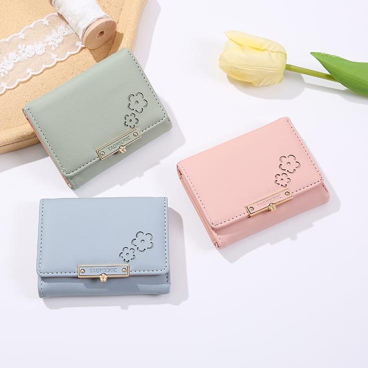 Ready Surprise ☛KD☚Dompet Lipat Wanita Import Terbaru Dengan Aksen Bunga Kekinian D235