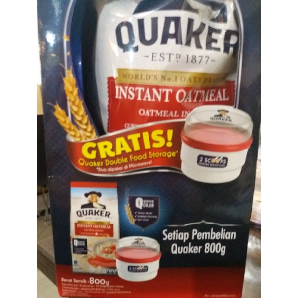 

Quaker Instant 800gr FREE toples PROMO