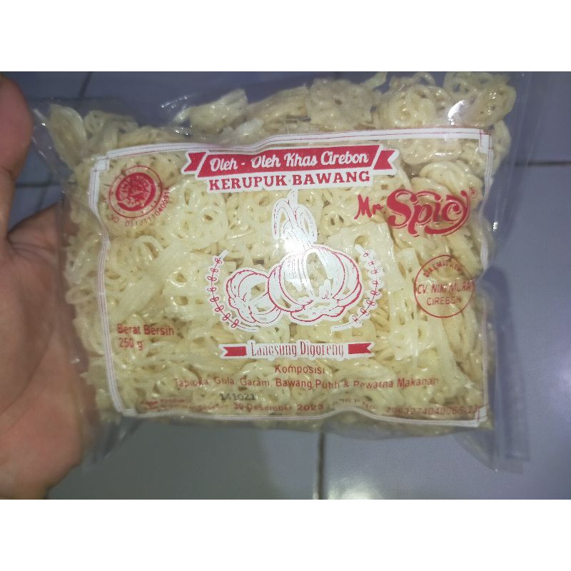 

Kerupuk Mie Putih Rasa Bawang Merk Mr. Spicy Kemasan 250 Gram