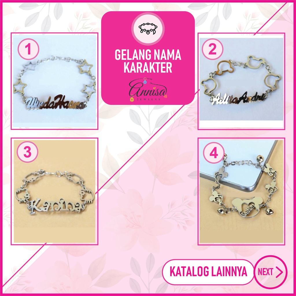 Gelang nama micky mouse / Karakter Gold / Silver Annisa Jewelry