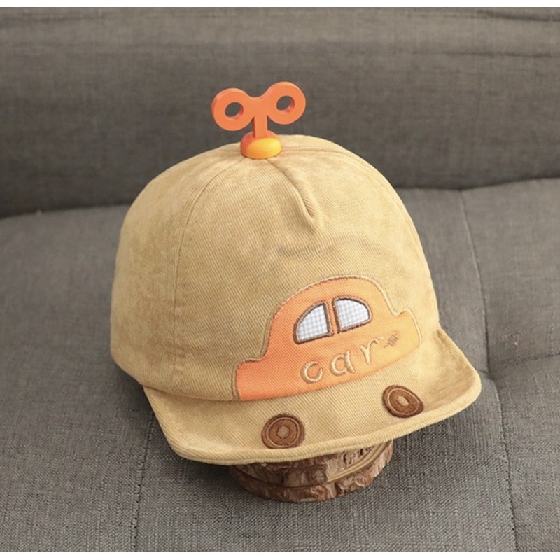 Topi Baseball Anak Laki-laki Hip Hop Motif Mobil Gaya Korea Musim Panas Baby Baseball Cap Hat (car)-New khaki