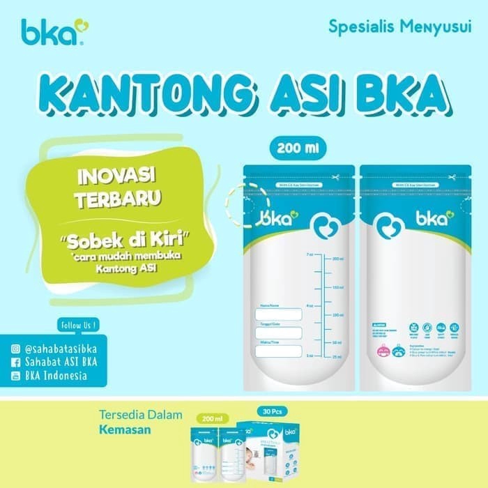 PMS238 KANTONG ASI BKA BREASTMILK STORAGE BAGS 200 ML ISI 30 PCS