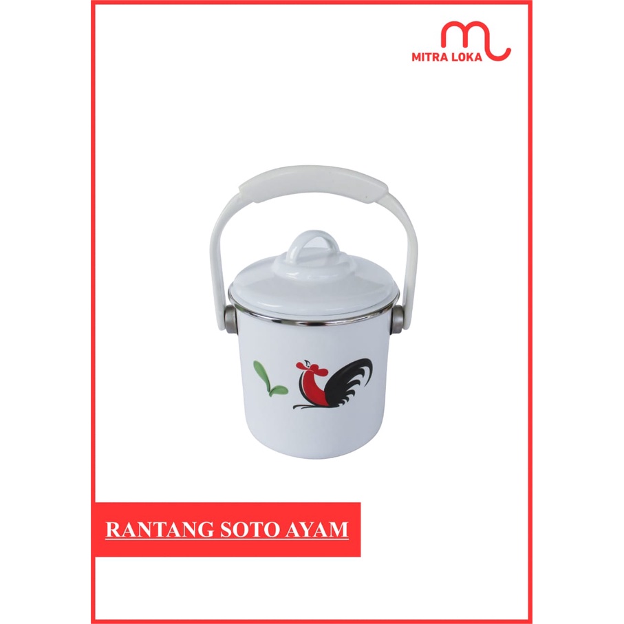 Mitra Loka Rantang Soto Enamel Motif Ayam Jago Kukuruyuk Kedaung KIG Panci Enamel Anti Lengket