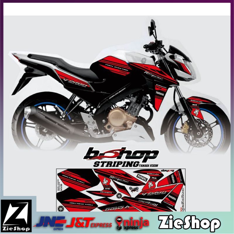 striping Vixion nva hitam grafis merah