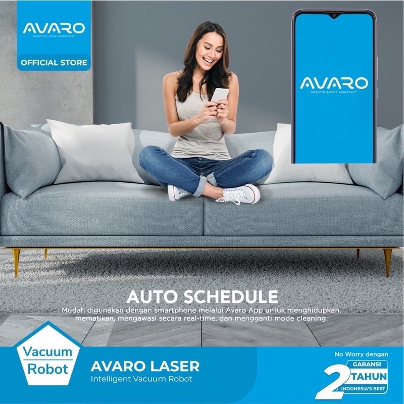 Robot Vacuum Cleaner Avaro LASER 2in1 Vacum &amp; Mopping Anti Bump &amp; Fall sapu pell otomatis untuk rumah ruang tamu kamar dapur murah