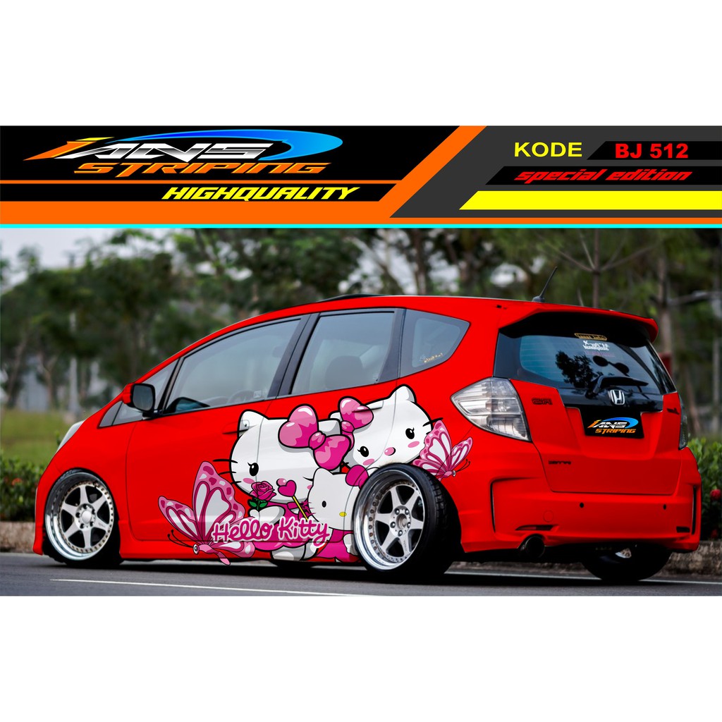 STICKER VARIASI MOBIL JAZZ BRIO AGYA SIGRA YARIS / DECAL STICKER MOBIL TERBARU HELLO KITTY / STICKER