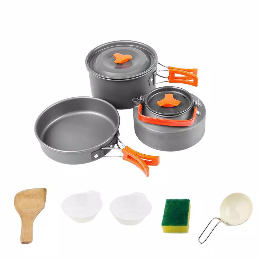 【COD】 Kompor Portable Windproof &amp; Alat Memasak 4 Orang` Mini Cooking Set 3 Susun ~ SY DS 308 301 300