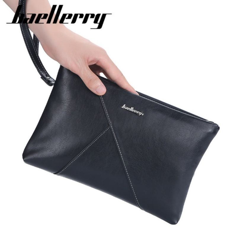 BAELLERRY S1126 Clutch Pria Wanita Bahan Kulit PU Leather Premium Hitam