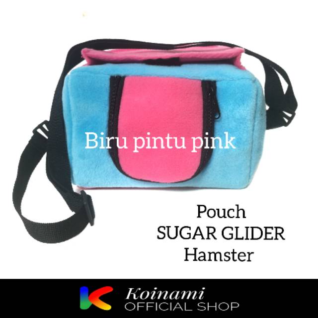 TRAVEL POUCH KOTAK PINK BIRU SUGAR GLIDER HAMSTER