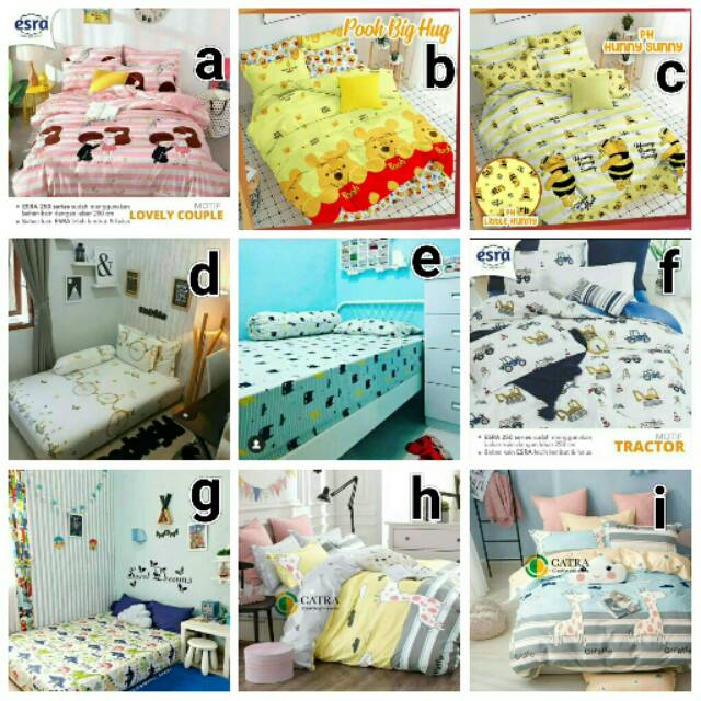 Sprei karakter bahan katun premium motif Batman Lovely Couple Jerapah Winni The Pooh ukuran 180x200