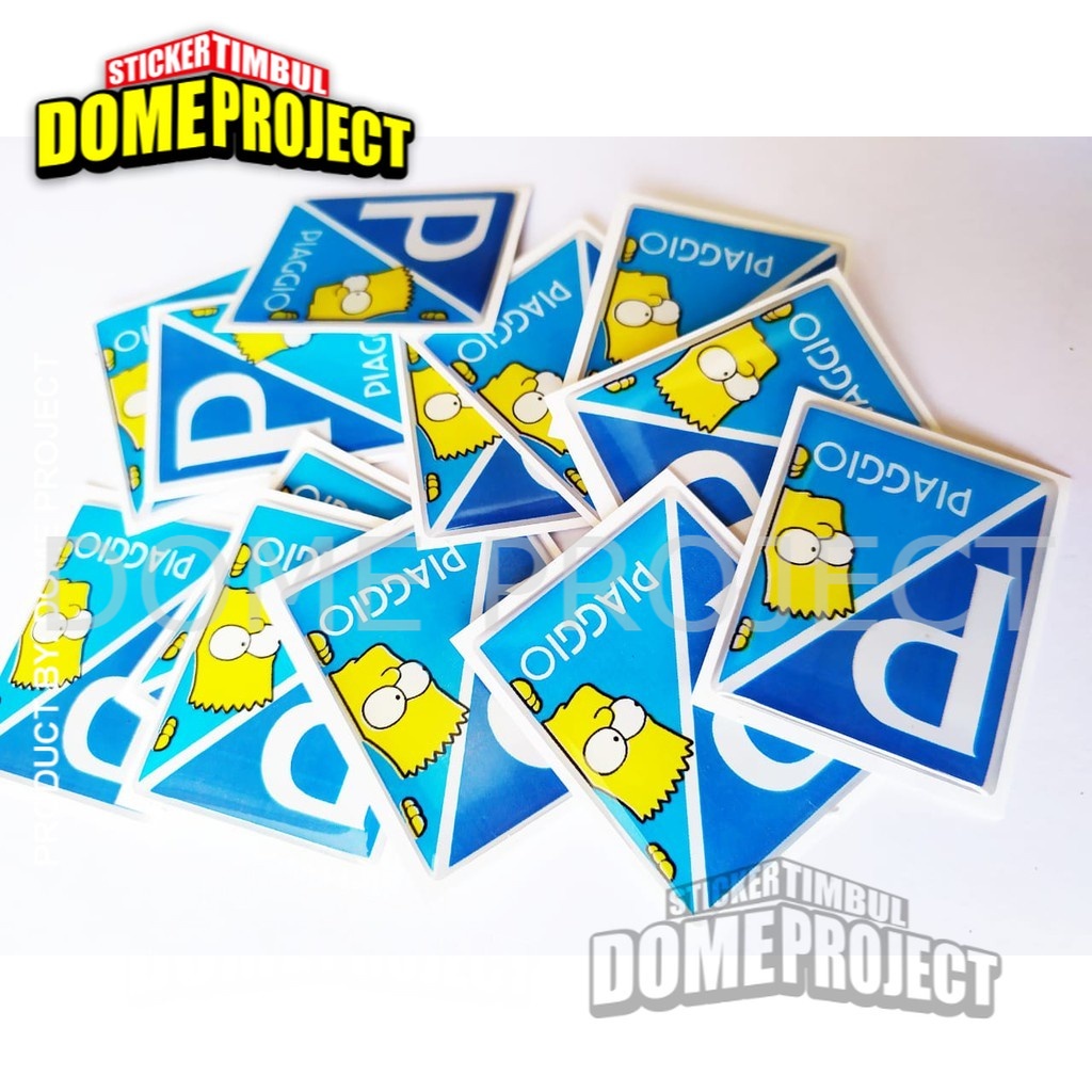 EMBLEM DASI VESPA PIAGGIO BART SIMPSON  BIRU STIKER RESIN LENTUR STIKER BODY MOTOR AKSESORIES VESPA