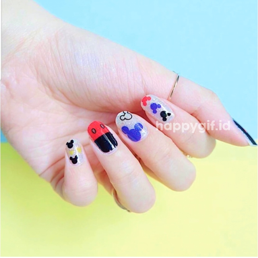 Nail Art Sticker Kuku Mickey Minnie Stitch Winnie Donald Ultra Thin Stiker Kuku KU032