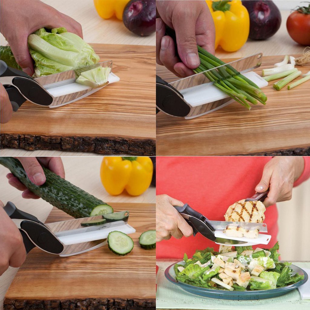 PISAU GUNTING TALENAN MULTIFUNGSI CLEVER CUTTER 2IN1 / MASAK IKAN BUAH SAYUR ORIGINAL VA40