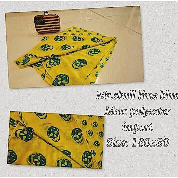 Pashmina / Scarf Skull / Shawl Skull Mr. Skull Fringe Lime Blue