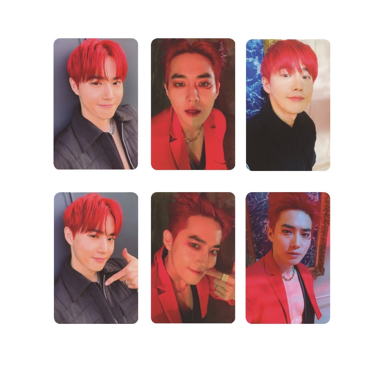 6pcs / set Kartu Foto Dengan Tanda Tangan Kpop EXO Untuk Koleksi