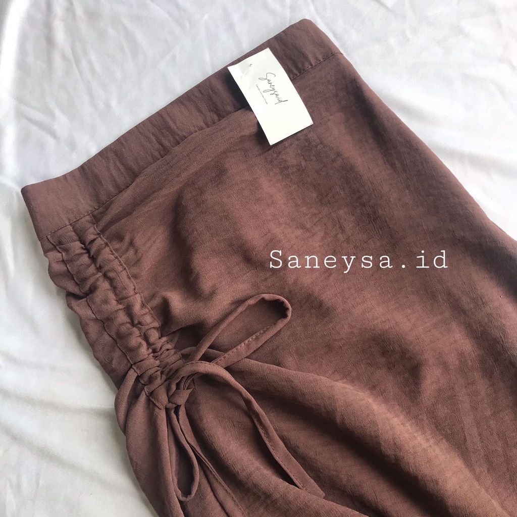 Tamara Skirt - Rok Serut Casual Korean Look -  Midi Maxy  Skirt - Rok Wanita Korean Terbaru - Rok Crinkle-Brown