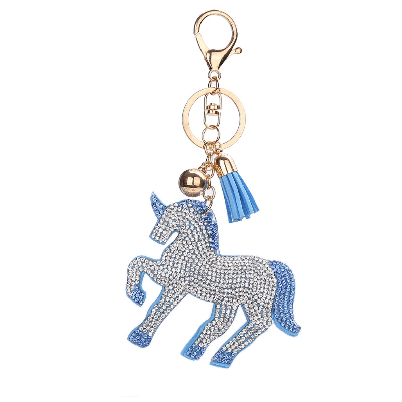 SIY  Fashion Cute Key Ring Unicorn Chain Gift Bag Pendant Decoration Alloy Rhinestone