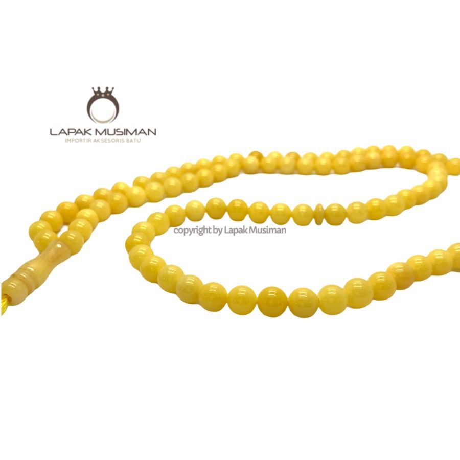 [Bayar di Tempat] Tasbih Batu Giok Kuning Asli Natural Dimensi 8MM