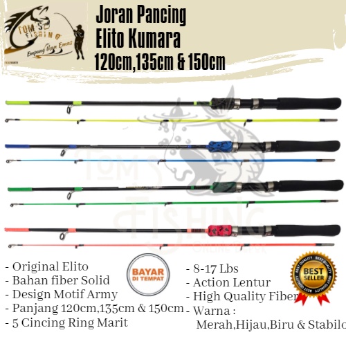 Joran Pancing Elito Kumara 120cm,135cm &amp; 150cm (Fiber Solid) Design Army Murah - Toms Fishing