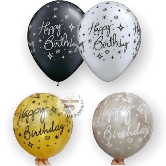 Balon Latex Happy Birthday / Balon Happy Birthday Per Pack Isi 100