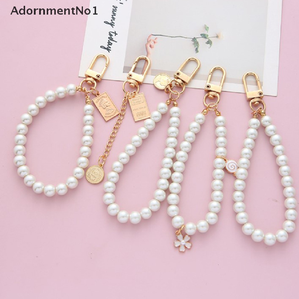 (AdornmentNo1) Gantungan Kunci Gaya Vintage Korea Aksen Mutiara Imitasi Bahan Metal Untuk Wanita