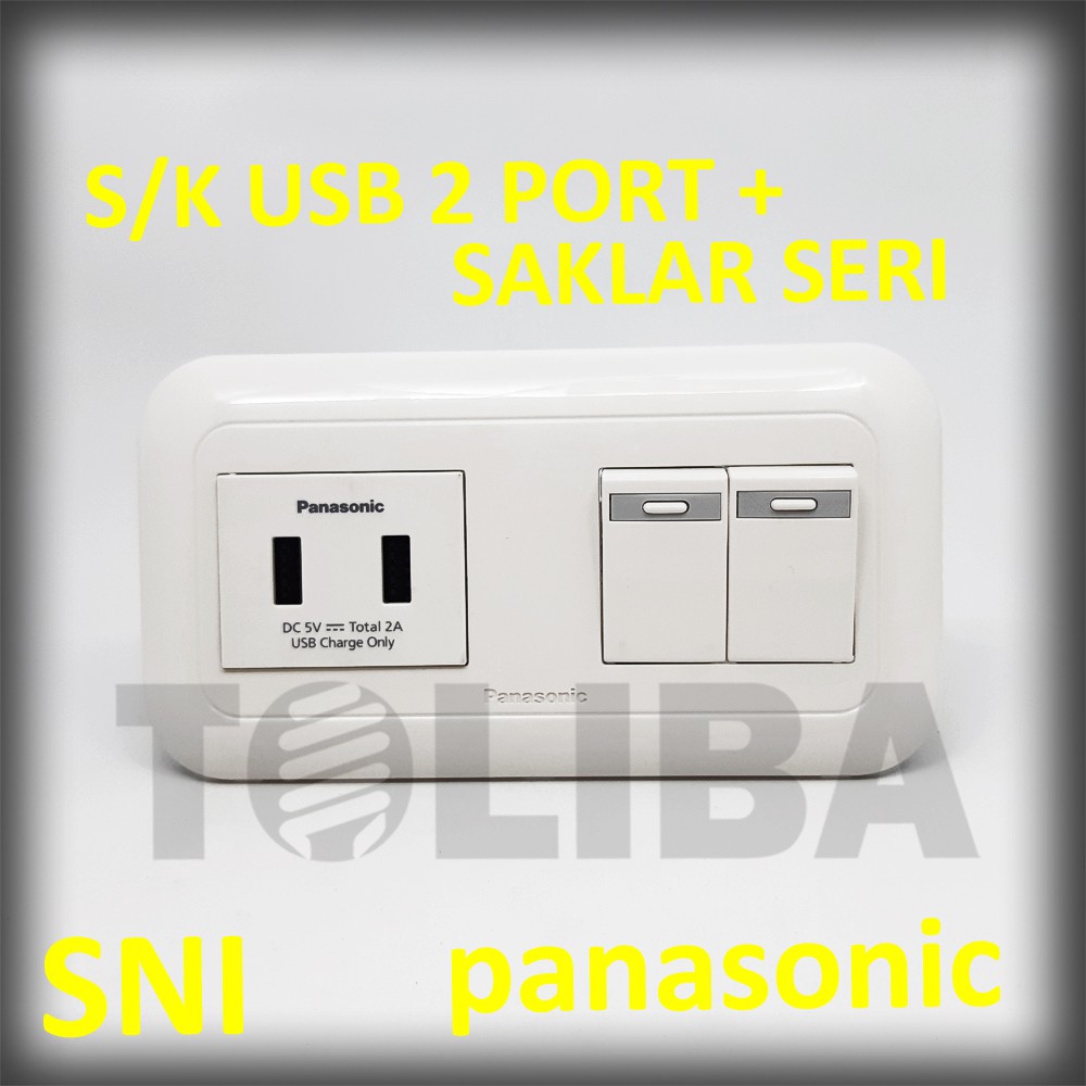 stopkontak usb charge hp 2 port + saklar seri panasonic stop kontak usb panasonic saklar sni colokan