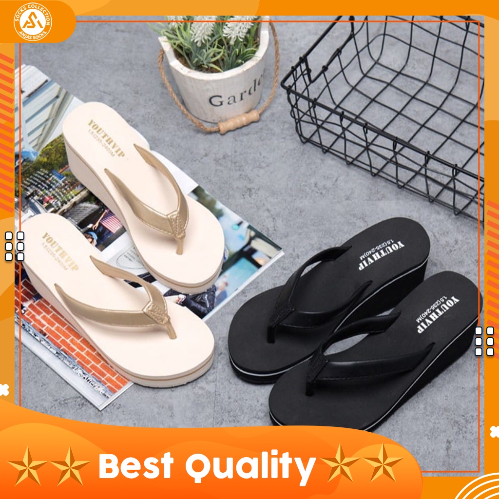 Sandal Wedges Wanita / Sandal Jepit Model Tinggi