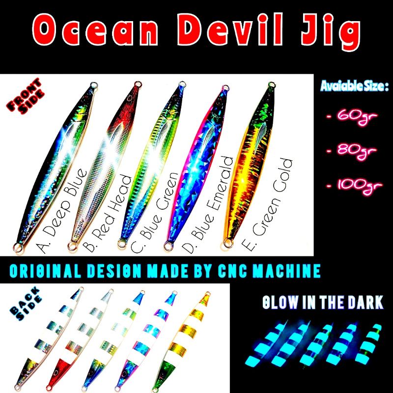 Metal Jig Umpan Jigging Ocean Devil Original Design Premium Quality 60gr 80gr 100gr