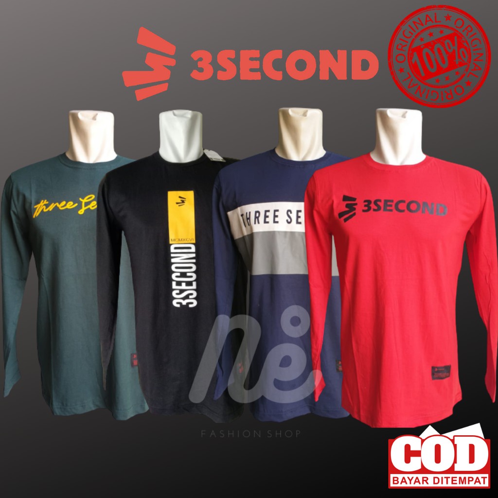 Baju Pakaian Kaos Pria Cowok Lengan Panjang Branded Original Matahari 3 Three Second