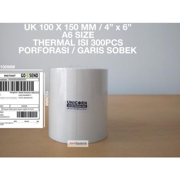 

☀ Stiker Label Bare Resi Alamat UK A6 100x150 mm Isi 300pcs - Thermal ➷