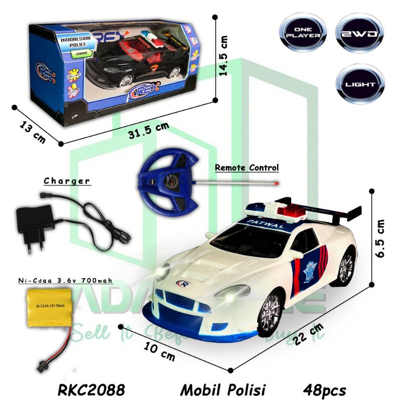 RKC2088-1 Putih RC Sedan Polisi Police Car Mainan Anak Mobil Mobilan Remote Control Remot Kontrol Be