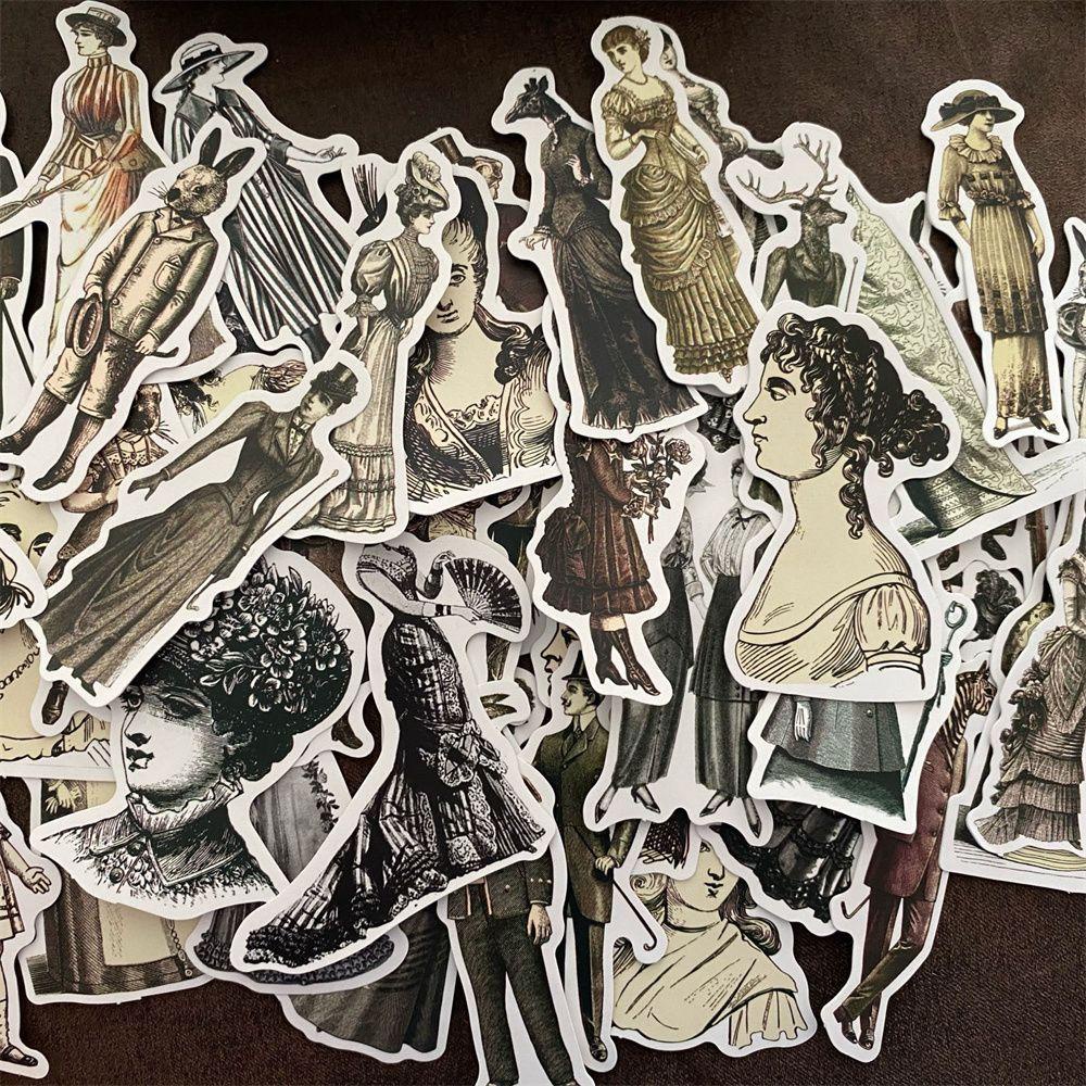 Lanfy European Ladies Sticker Multi Use DIY Mainan Decals Untuk Mobil Gitar Usia Tengah Retro Karakter Vintage Poster Eropa
