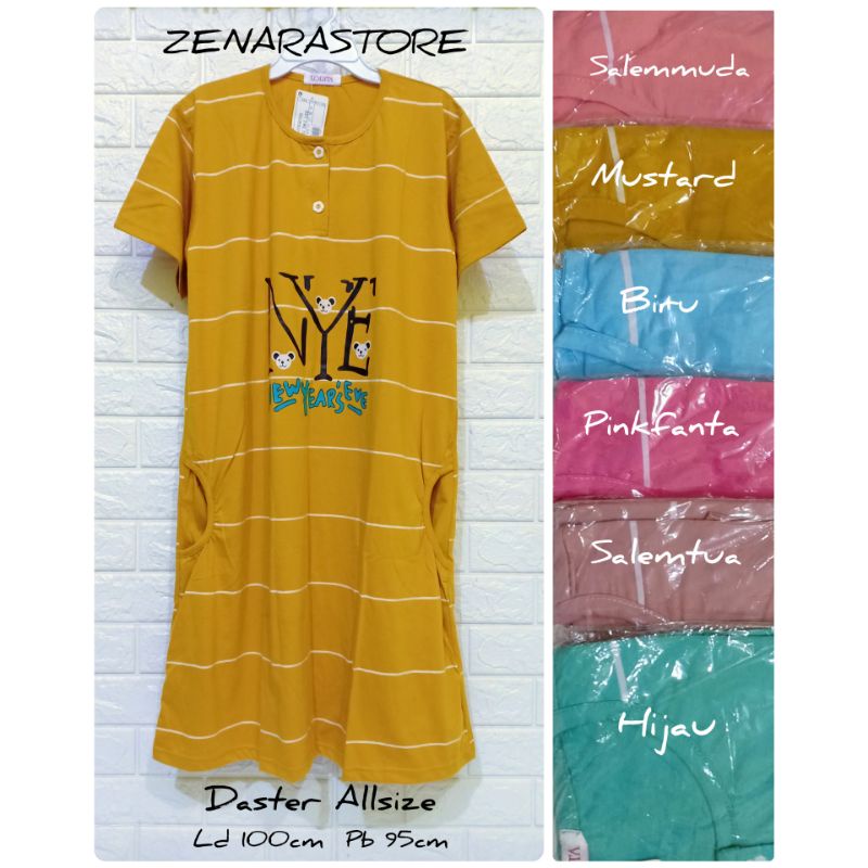 Daster kaos Allsize standar Lorita by Sofie daster allsize kancing depan busui daster midi Ld 100 cm