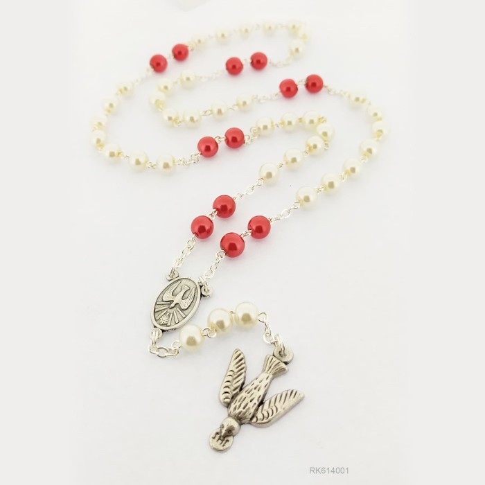 Katolik - Kaplet Doa Roh Kudus Mutiara 6Mm Artifisial Italy Rosario Doa Katolik - Greenwoodshop