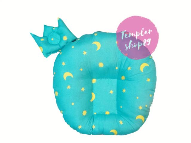 Sofa bayi / baby launger free bantal mahkota bayi bulan bintang tosca