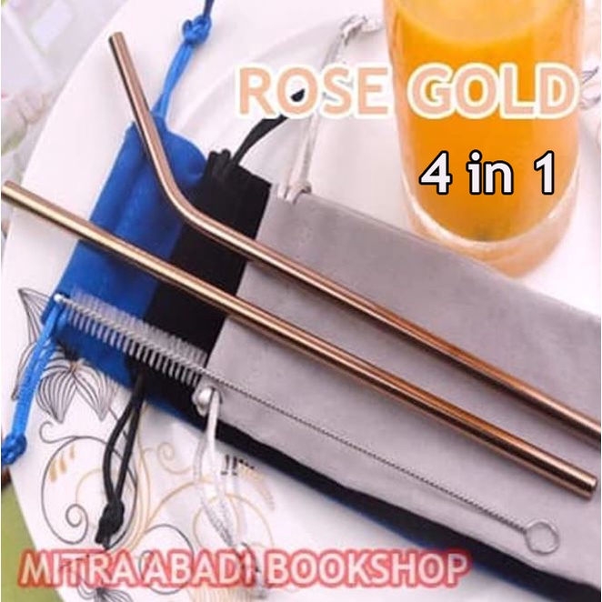 [SET] Sedotan Stainless / Metal Reusable Ramah Lingkungan Berbagai Macam Warna