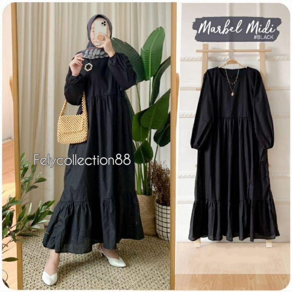 MARBEL MIDI DRESS // MIDI DRESS POLOS TERLARIS MODEL TERBARU