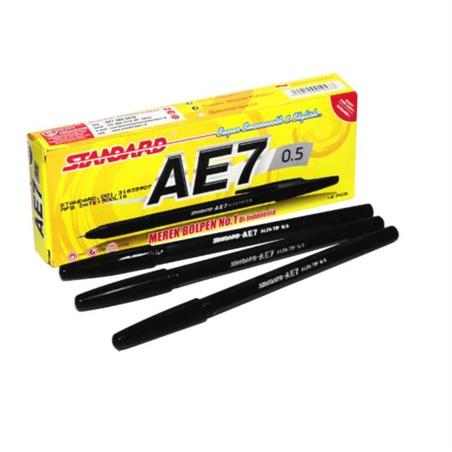 

Big Seller Pulpen Semi Gel Standard AE7 Ukuran 0.5 Warna Hitam - LUSINAN