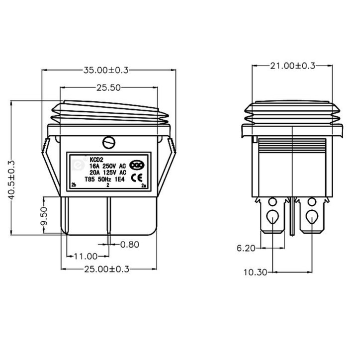 On Off RL2 KCD4-2X1N Waterproof Ship Type Switch 4p with light 4 foot rocker