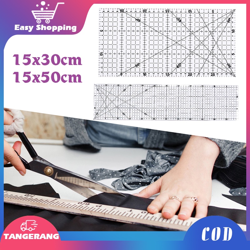 Penggaris Jahit Quilting Ruler Akrilik Tebal Desain Patchwork Ruler Penggaris Pola 15cm X 50cm Untuk Alat Jahit