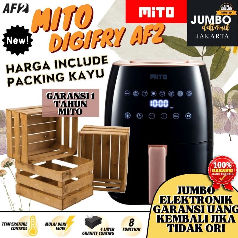 (PACKING KAYU + ASURANSI JNE) Air Fryer Mito Af2 Digifry 3 Liter Digifryer Mito Air Fryer Af 2 Mito 