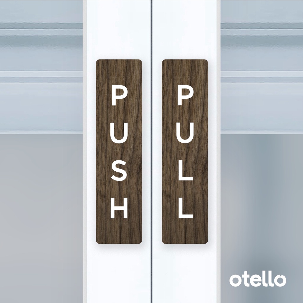 Otello Label Push Pull Sign Acrylic Modern Minimalist Signage Board Label Akrilik Kayu Pintu Tempel Sticker Pintu Kafe Restoran Kantor Gedung