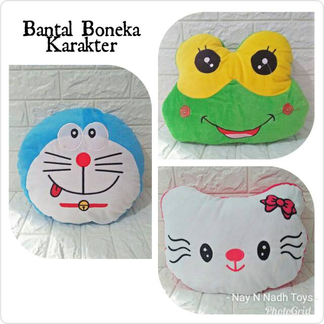 Bantal Boneka Kepala Karakter Hello Kitty Mickey Minnie Keroppi Garfield Doraemon Pooh Piglet